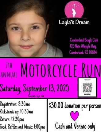 Charity Motorcycle Run - 7th Annual Layla's Dream @ Cumberland Beagle Club